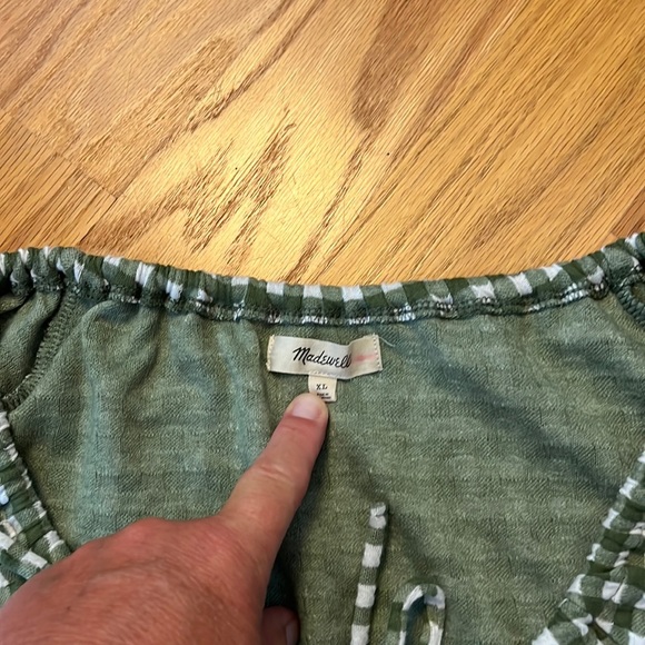 Madewell Green Gingham Check Jacquard Puff Sleeve Minidress Size XL NF940 - Picture 2 of 11